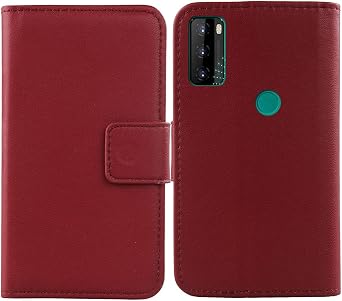 Genuine Leather Case TPU Silicone Shell for BLU G51 Plus 6.5" Wallet Premium Flip Protection Cover Skin Pouch with Card Slot Dark Red