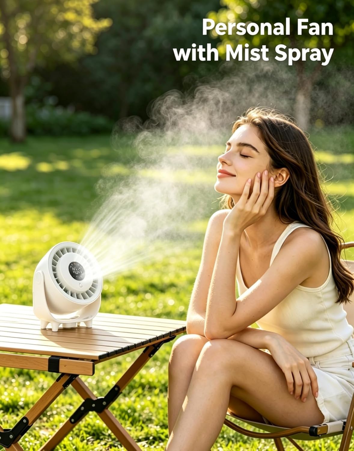 Ouddy Mode Ventilador de escritorio portátil de 100 velocidades, silencioso, con pantalla LED, diseño de pared de 6.3 pulgadas, recargable por USB, para dormitorio, oficina, hogar, cocina, al aire
