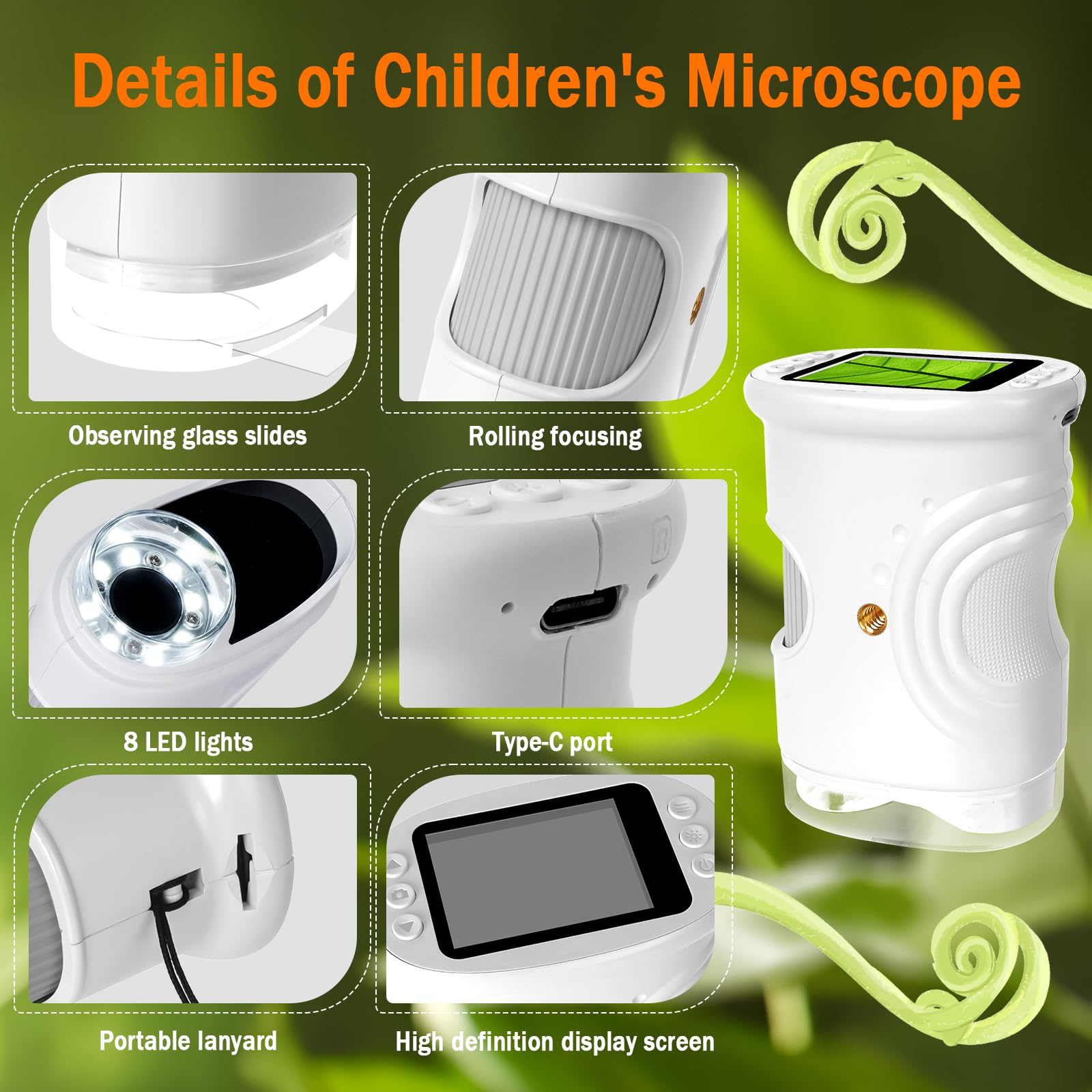LURICO Digitale Microscoop Voor Kinderen, Draagbaar, Met HD Scherm 1080p 200 1000 Voudige Vergroting Oplaadbare Batterij Cadeau Verkenning In De Open Lucht En Kamer Kinderen Van 4 12 2835814154 LURICO Digitale Microscoop Voor Kinderen, Draagbaar, Met HD Scherm 1080p 200 1000 Voudige Vergroting Oplaadbare Batterij Cadeau Verkenning In De Open Lucht En Kamer Kinderen Van 4 12 2835814154