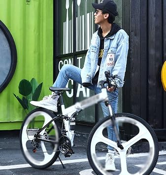 Mountain Folding Bicycle, Six Cutter 26 Inch 27 Speed with Variable Speed Double Shock Absorbermountain Folding Bicycle Fast Folding, Easy to Carry,Black
