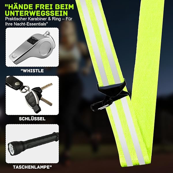 Lot de 2 ceintures réfléchissantes,ceinture haute visibilité élastique réglable avec clip,ceinture sécurité nocturne pour jogging,marche,vélo,bande réfléchissante sport adulte pour sécurité extérieur - 4