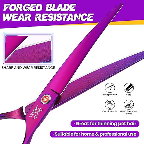 Miniatura 4 de JASON Tijera de aseo para perros de 7.5 pulgadas, tijeras profesionales curvadas hacia abajo con mango ergonómico, tijeras de acero inoxidable