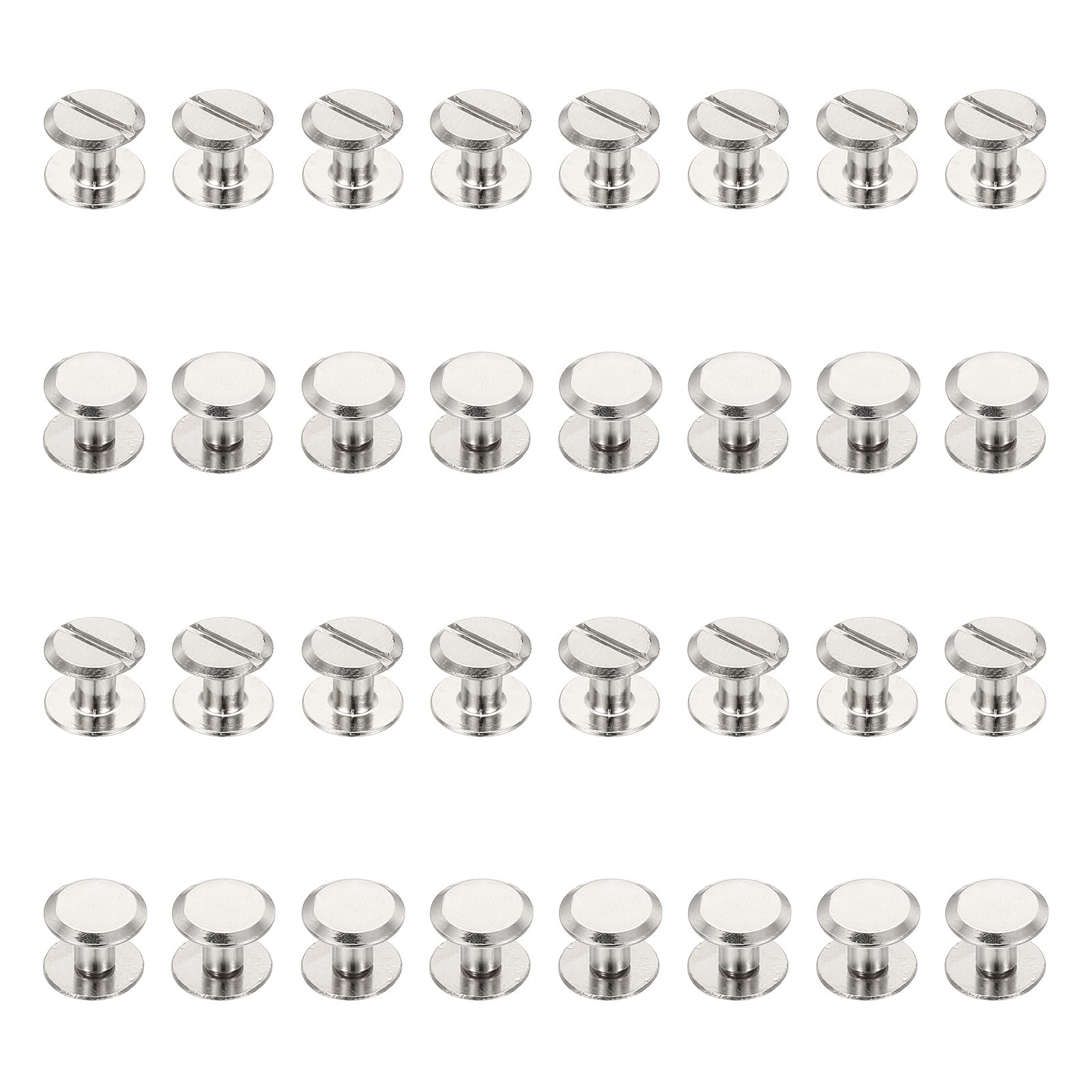 PATIKIL Chicago Screws, 50 Sets M4x4mm Carbon Steel Nickel Plated Chicago Screw Phillips Binding Post Screw Rivets for Leather Belt Scrapbook Photo Albums, Silver โ image 1