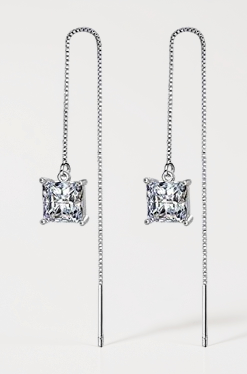 Earrings for Women & Girls | Fashion Silver Crystal Stone Long Earring | Silver Tone Threadert & Western Long Chain Earrings |Birthday & Anniversary Gift