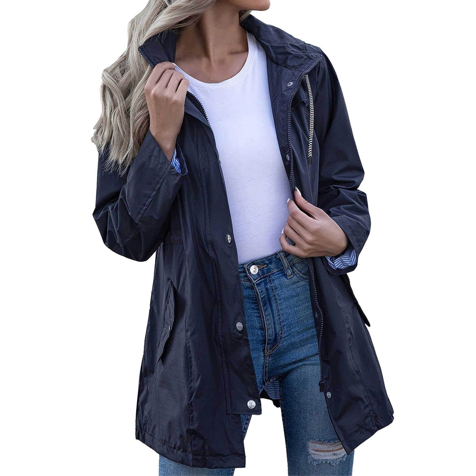 Gabardina Larga Con Capucha Para Mujer, Impermeable, Forrada, Cortavientos, Chaqueta De Viaje, Tallas S Y Xxl Gorros Invierno Mujer Rain Coat Women Chaquetas Deportivas Chubasquero