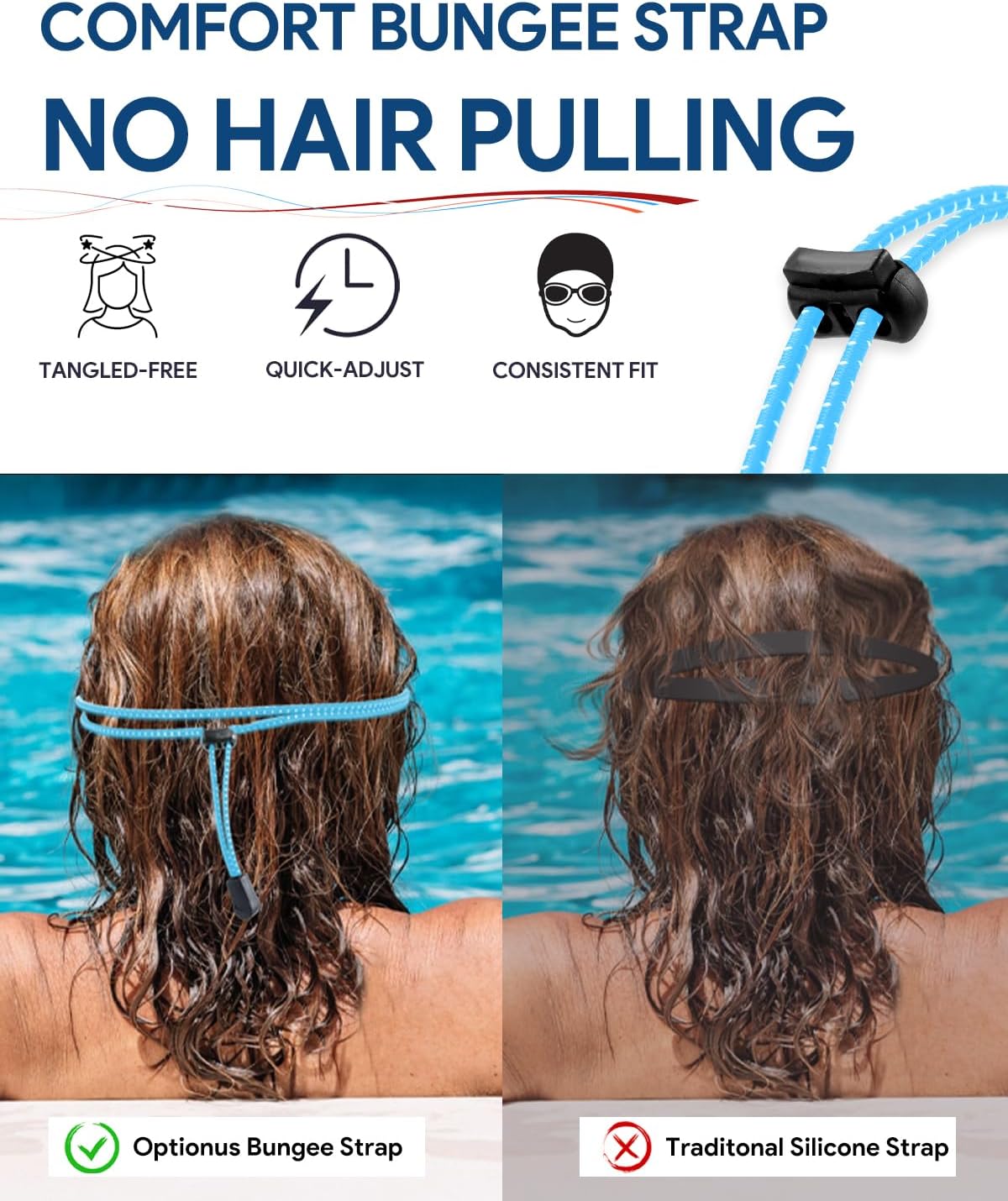 2 Pack Swim Goggles Adult, Frameless Wide View Anti-Fog UV No Leak Swimming Goggles with Attached Earplugs Men Women