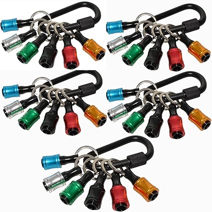 30Pcs 1/4inch Hex Shank Aluminum Alloy Screwdriver Bits Holder Extension Bar Drill Screw Adapter Change Keychain Portable Screwdriver Bit Holders, Bit Holder for Impact Driver