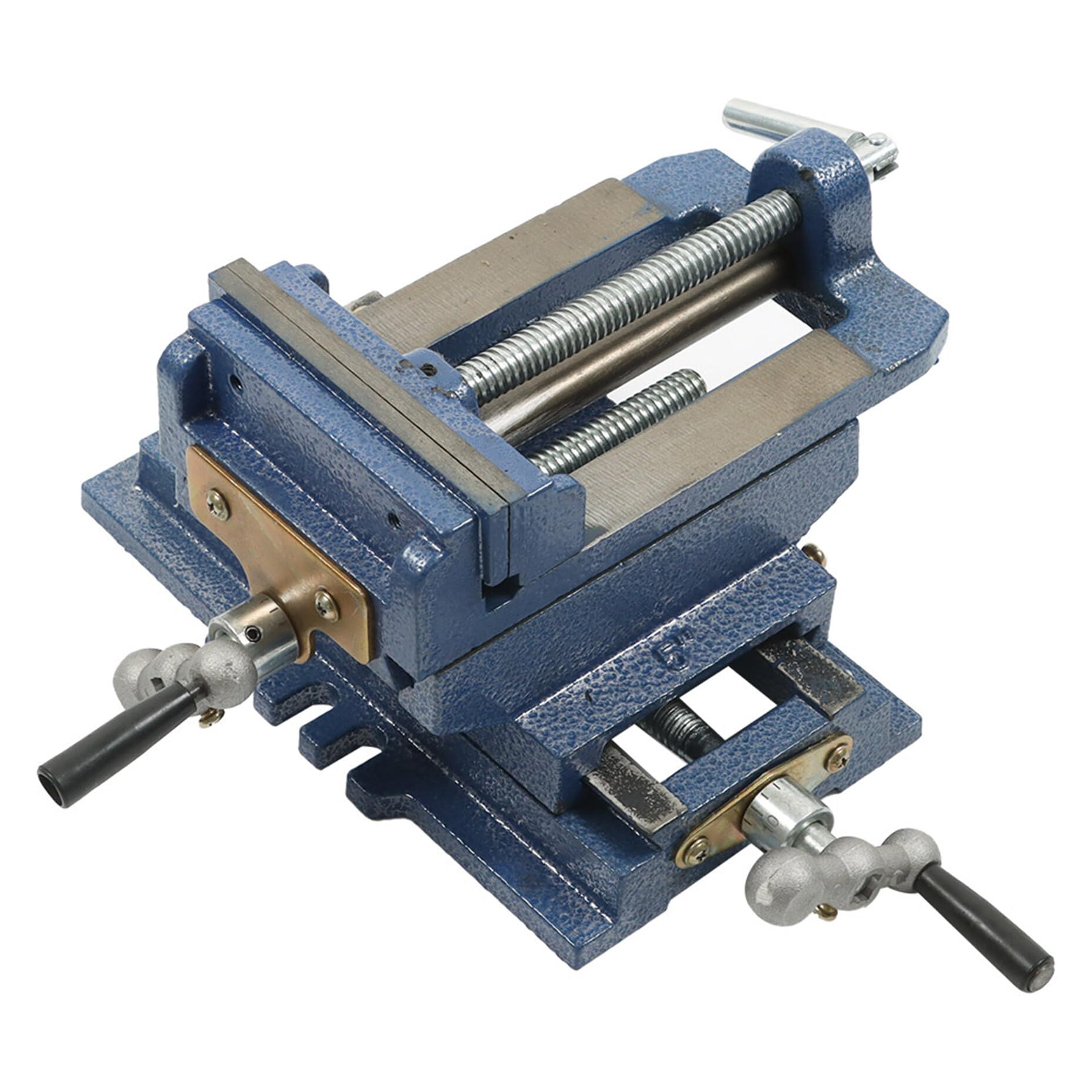 kimllier Cross Slide Drill Press Vise 2 Way X-Y Heavy Duty Clamp Machine Cast Iron Drill Press X-Y Compound Vise - 5 Inch Blue
