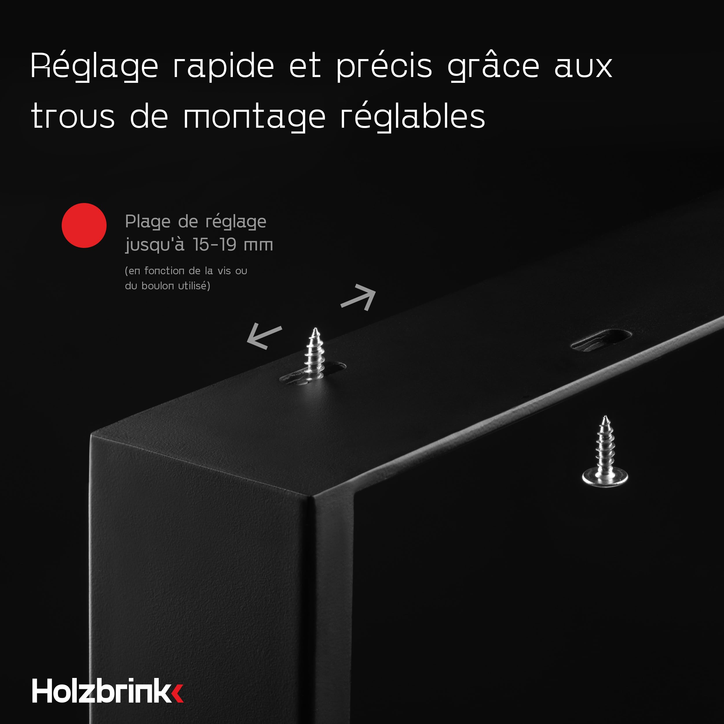 HOLZBRINK Pied de Table en métal Noir | Support de Table/Cadre pour Table Basse, Table à Manger, Bureau, Banc | 1 Pied Taille 30 x 43 cm