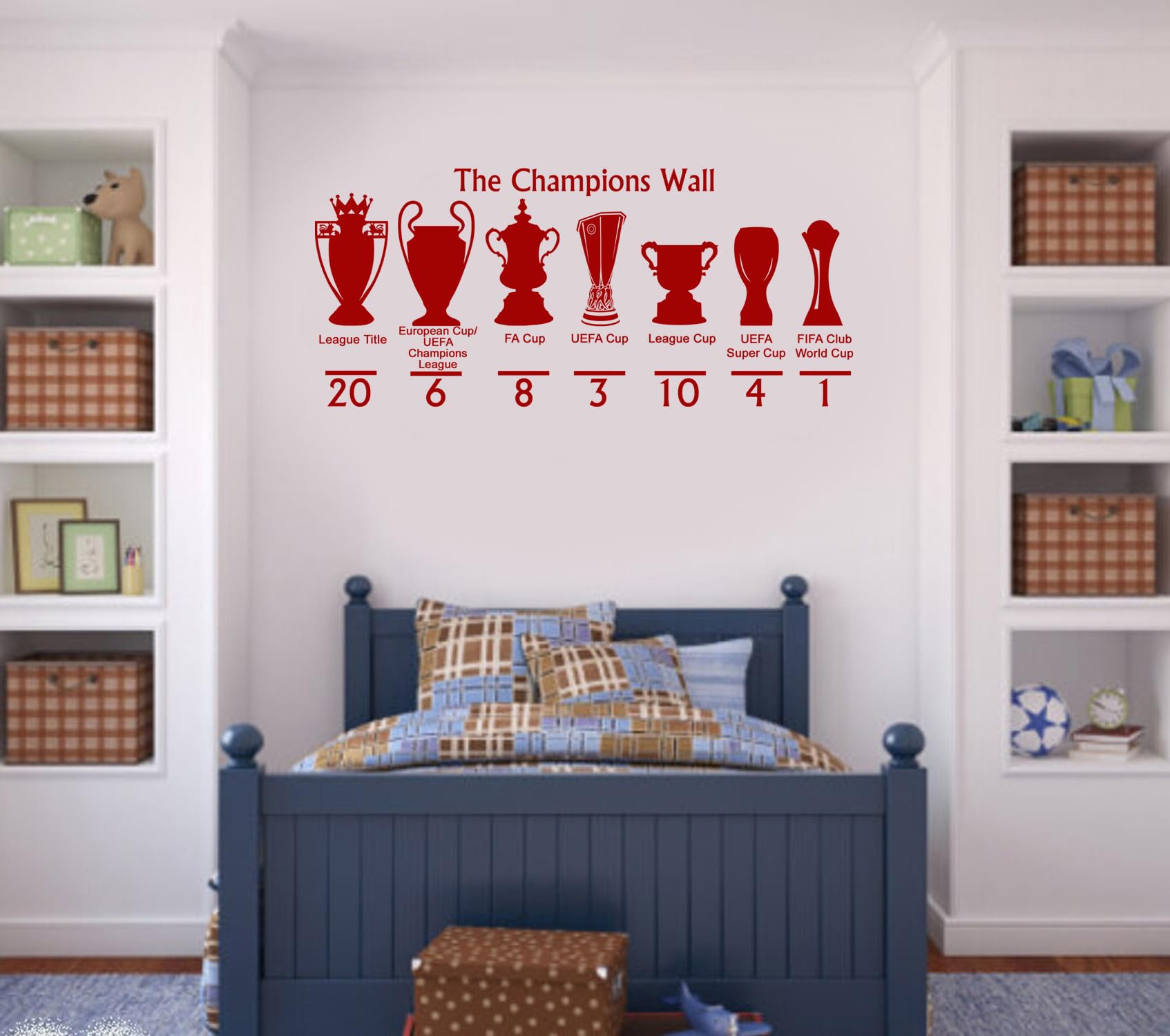 Livrpool The Champions Wall Sticker | Vinyl Decal | Football Wall Sticker | Football Decor Gift | Soccer Champions Wall Decal (W70xH30cm)