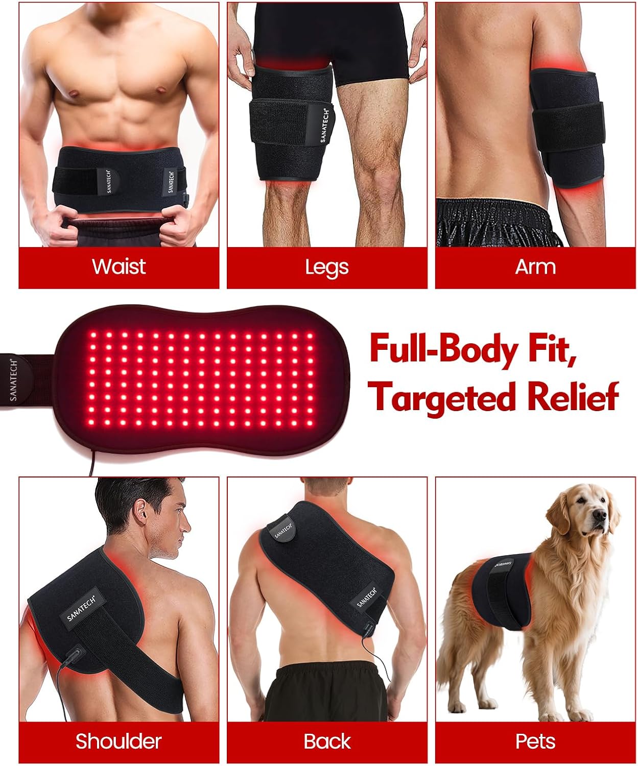 Red Light Therapy Infrared Light Therapy Pad for Body Pain NIR Deep Therapy for Back Knee Hands Feet Relief Portable 660nm 850nm Home Heating Light Therapy Wrap Belt Gift for Women Men