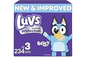 Luvs Platinum Protection Bluey Baby Diapers, Size 3, 234 Count, Disposable Baby Diapers