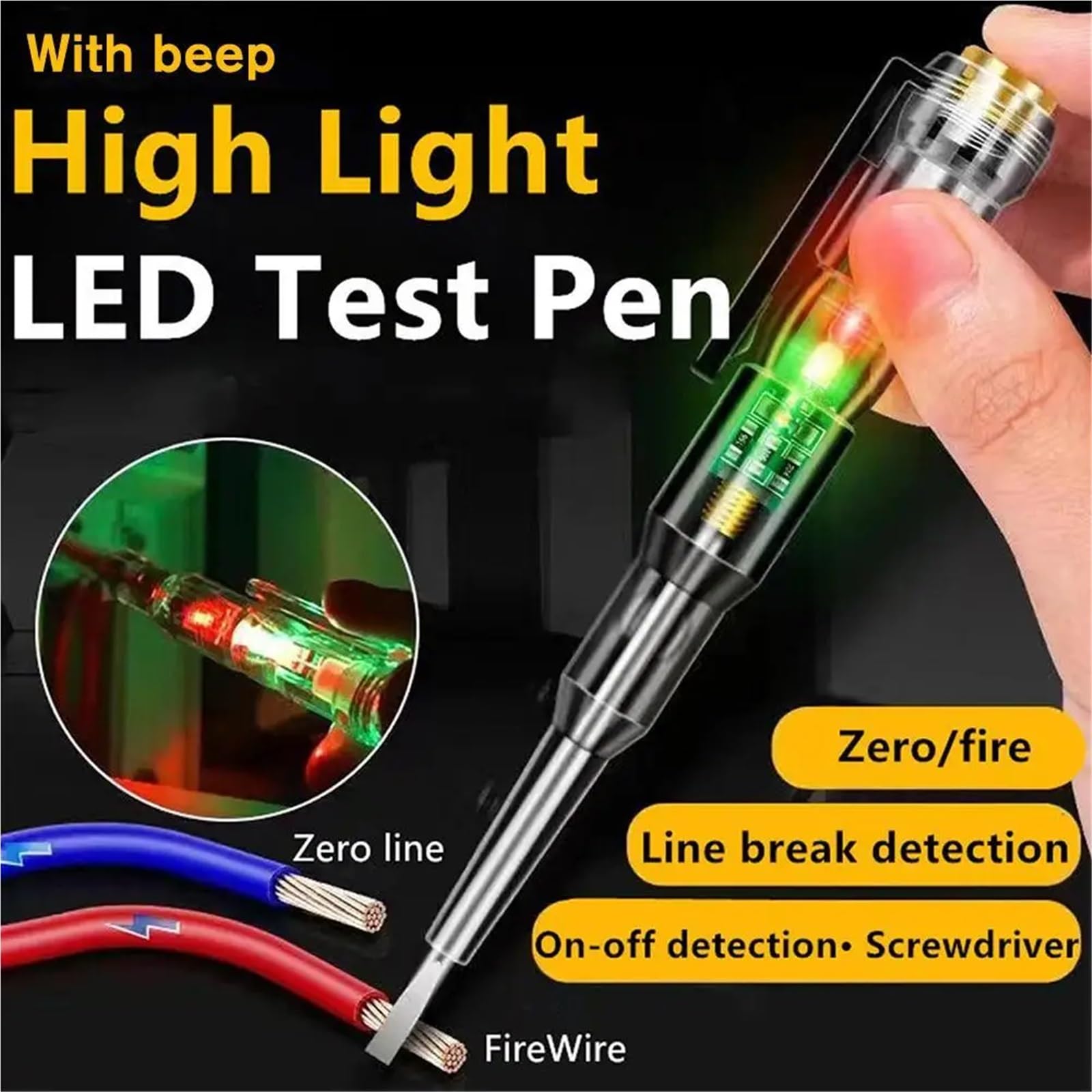 Spannungsprüfer, 10 Stücke Induktion Test Stift Schraubendreher Sonde Licht Spannung Tester AC/DC 12-240V Draht Detektor,Autoelektrikwerkzeug