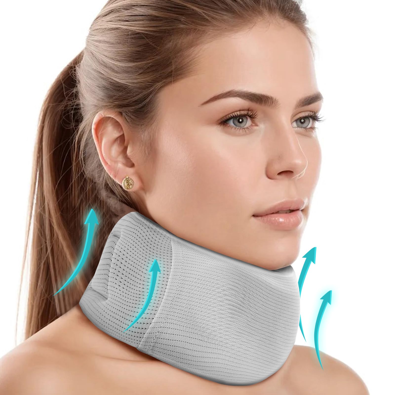 Ice Silk Neck Brace - Soft, Breathable Cervical Collar for Pain Relief & Posture Correction - Anti-Snoring Support for Comfortable Sleep - Ideal for Office Workers & Neck Injury Recovery (Neck Circumference 12-18'')