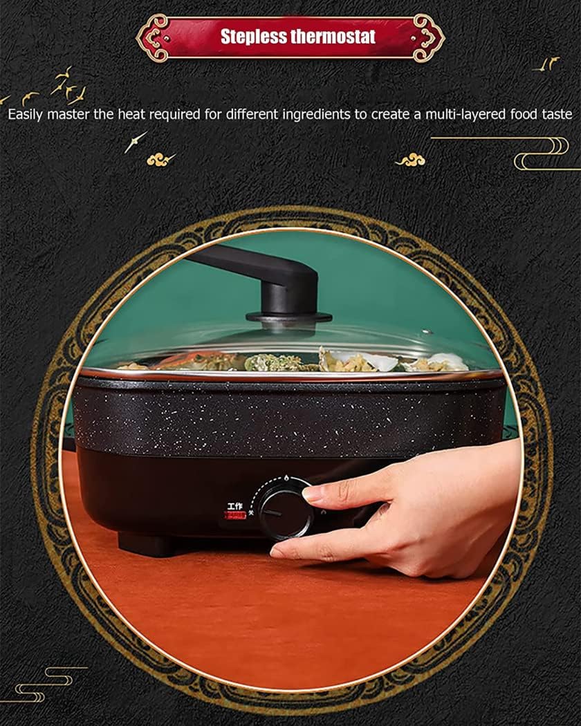 Multi Function 5L Electric Hot Pots Portable Electric Non Stick Frying Pan 1360W Electric Cooker for Travel Dorm