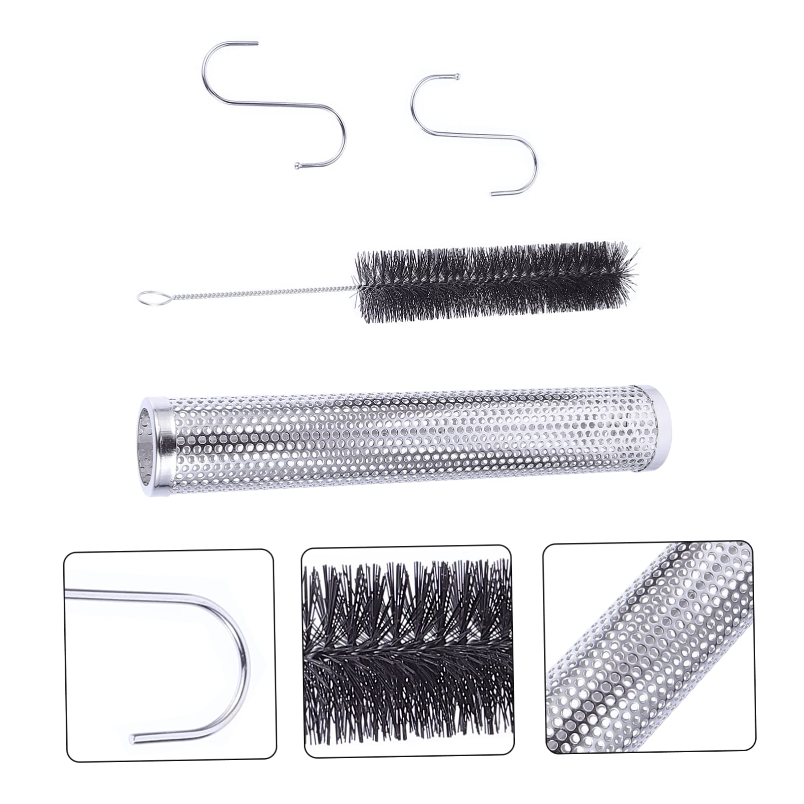 Tubo Ahumador de Acero Inoxidable para Barbacoa 12 Pulgadas Malla Hexagonal, Accesorio para Parrilla al Aire Libre, Generador de Humo Antioxidante para Asar y Camping, Set de 4