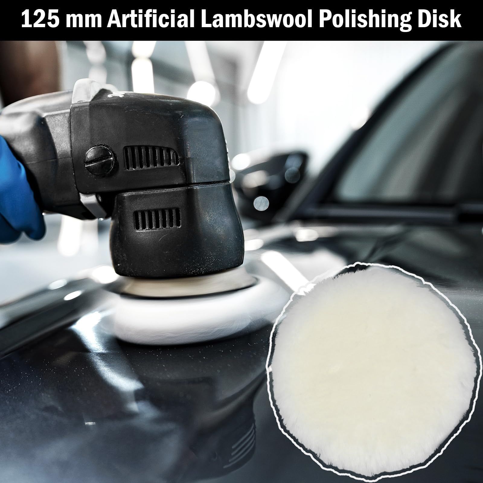 KAIYAYA 4 cuscinetti in lana d'agnello, 125 mm, per lucidare avvitatore a batteria, compatibile con levigatrice orbitale Bosch, per lucidatrice orbitale per auto, pavimenti in