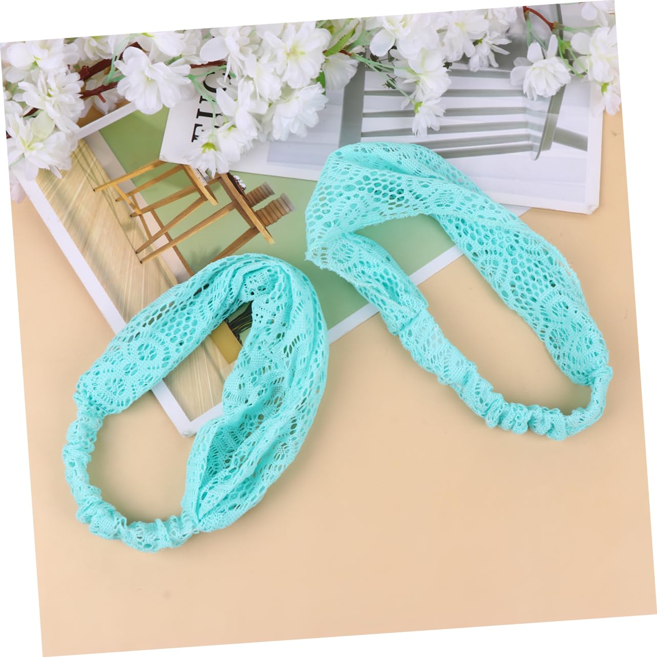 DOITOOL 6pezzi Fascia Per Pizzo Floreale Da Larga Ed Elastico Accessorio Elegante Per Donne e Ragazze Perfetta Per Cerimonie e Occasioni Speciali Blu