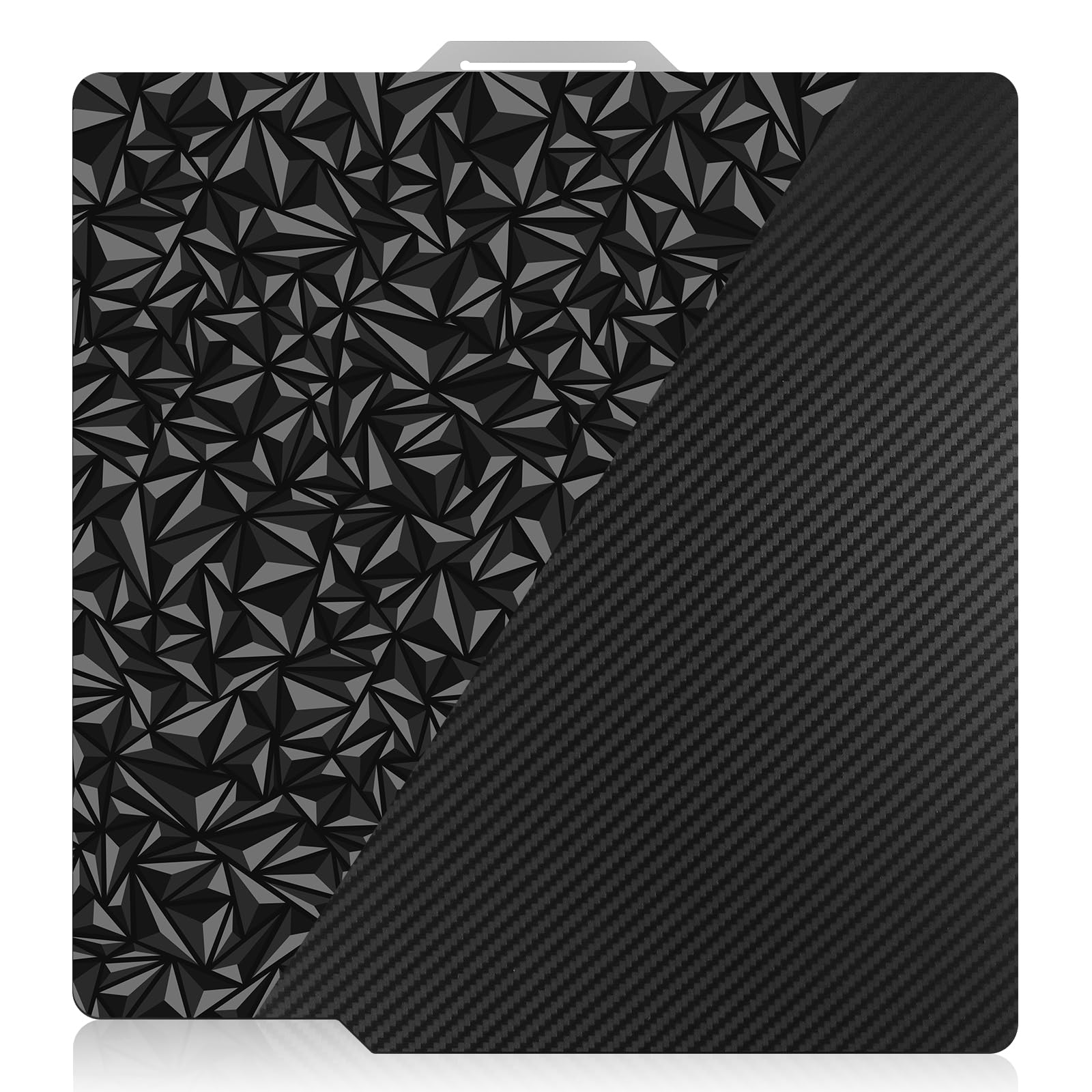 Double Sided Textured PEO PET Build Plate - for Bambu Lab X1/X1C/X1E/P1P/P1S/A1, Smooth Diamond PEO+Carbon Fiber PET Spring Steel Sheet Plate（257x257mm）
