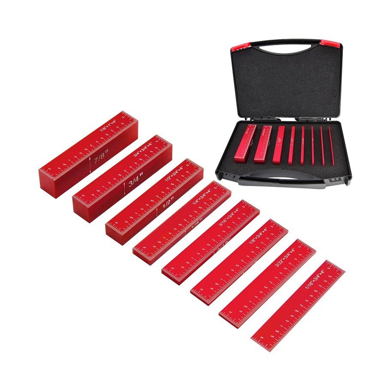 Bloque patrón Juego de 7 reglas de altura Measuring Blck for sierra de mesa, almohadilla de medición for trabajos de carpintería