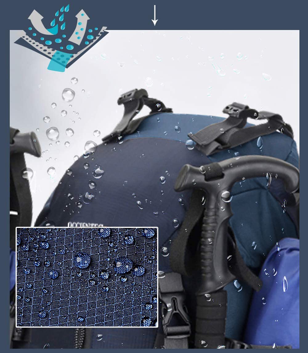 50L Imperméable Sac à Dos Grande Contenance Backpack 60L Mountaineering Sac à Dos Travel Backpack avec Housse De Pluie Étanche pour Les Voyages en Plein air Escalade Camping