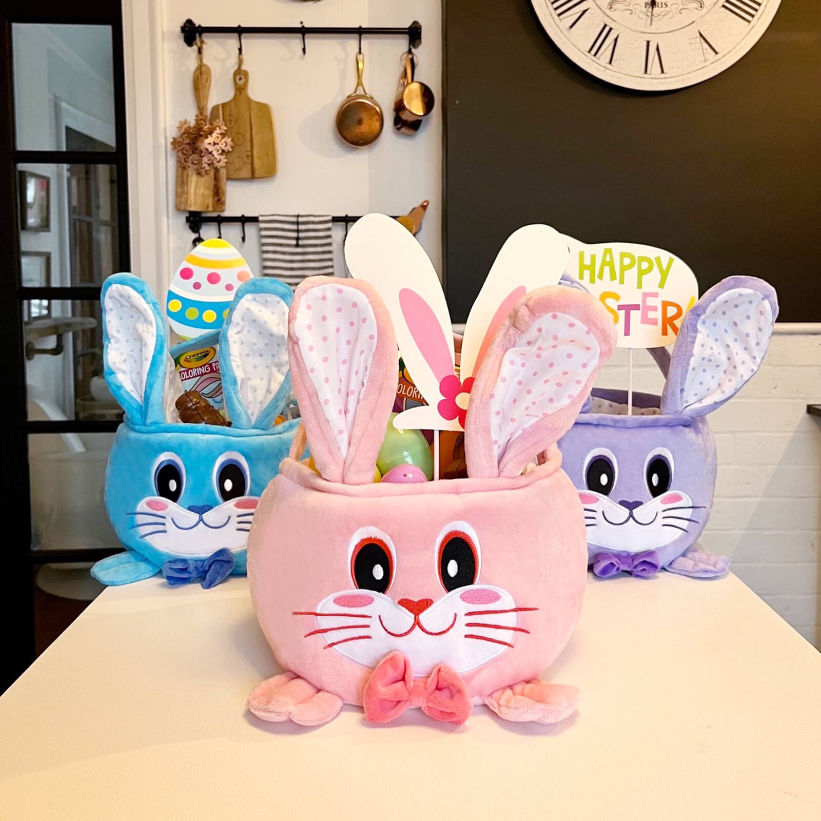 バッグ Katie FLUFFY BUNNY basket Amazon.com : HiChen Easter Basket Empty Bunny Cute Furry Basket