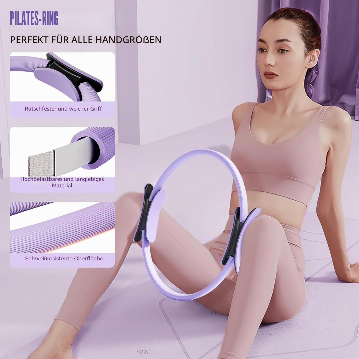 Pilates Ring Set - Pilates Essential Kit mit 12,6''/32 cm Magic Circle, Pilates Ball, Pilates Bänder, Sliding Disks & Training Poster usw, Fitnessgerät für Zuhause, Premium-Zubehör