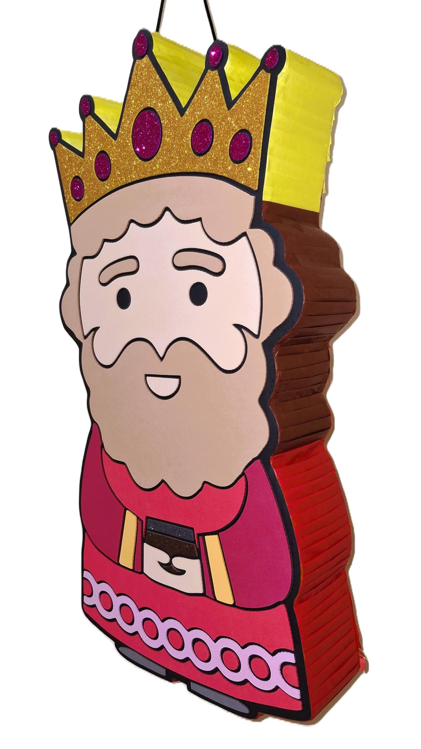Piñata cumpleaños infantil hecha a mano Reyes Magos (Grande 70x35x10 centimetros, Gaspar)