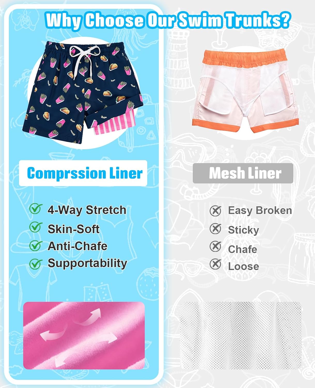 Cozople 7-20T Boys Swim Trunks with Compression Liner Big Boys Quick Dry Bathing Suit Stretch 2 in 1 Beach Swimming Shorts