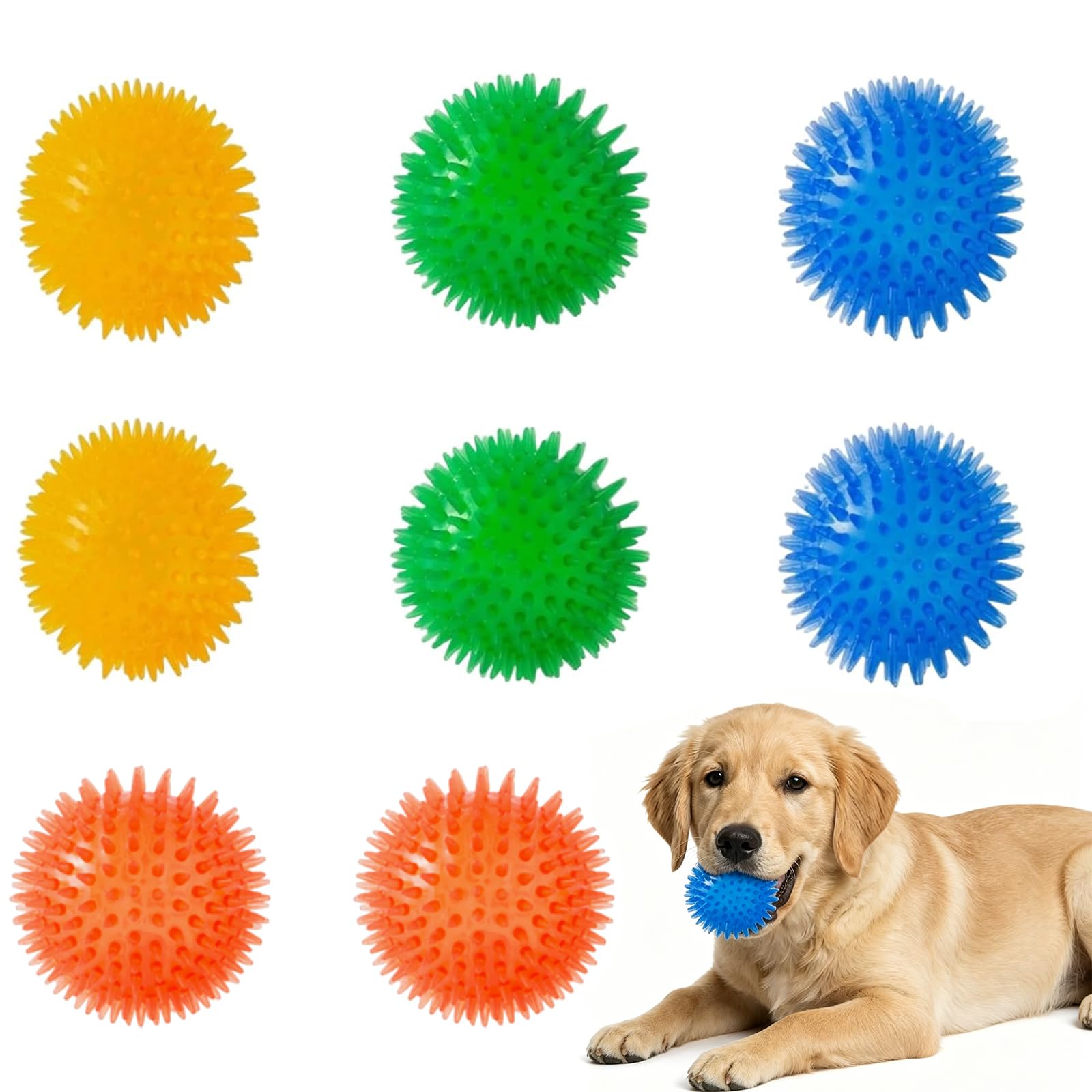 WQorphix 8 PCS Dog Squeaky Ball, Squeaky Dog Toys for Small Dogs, Interactive Dog Balls for Teething Puppies, Small Dog Balls with Squeaker, Ideal for Indoor Fetch and Dental Cleaning Activities