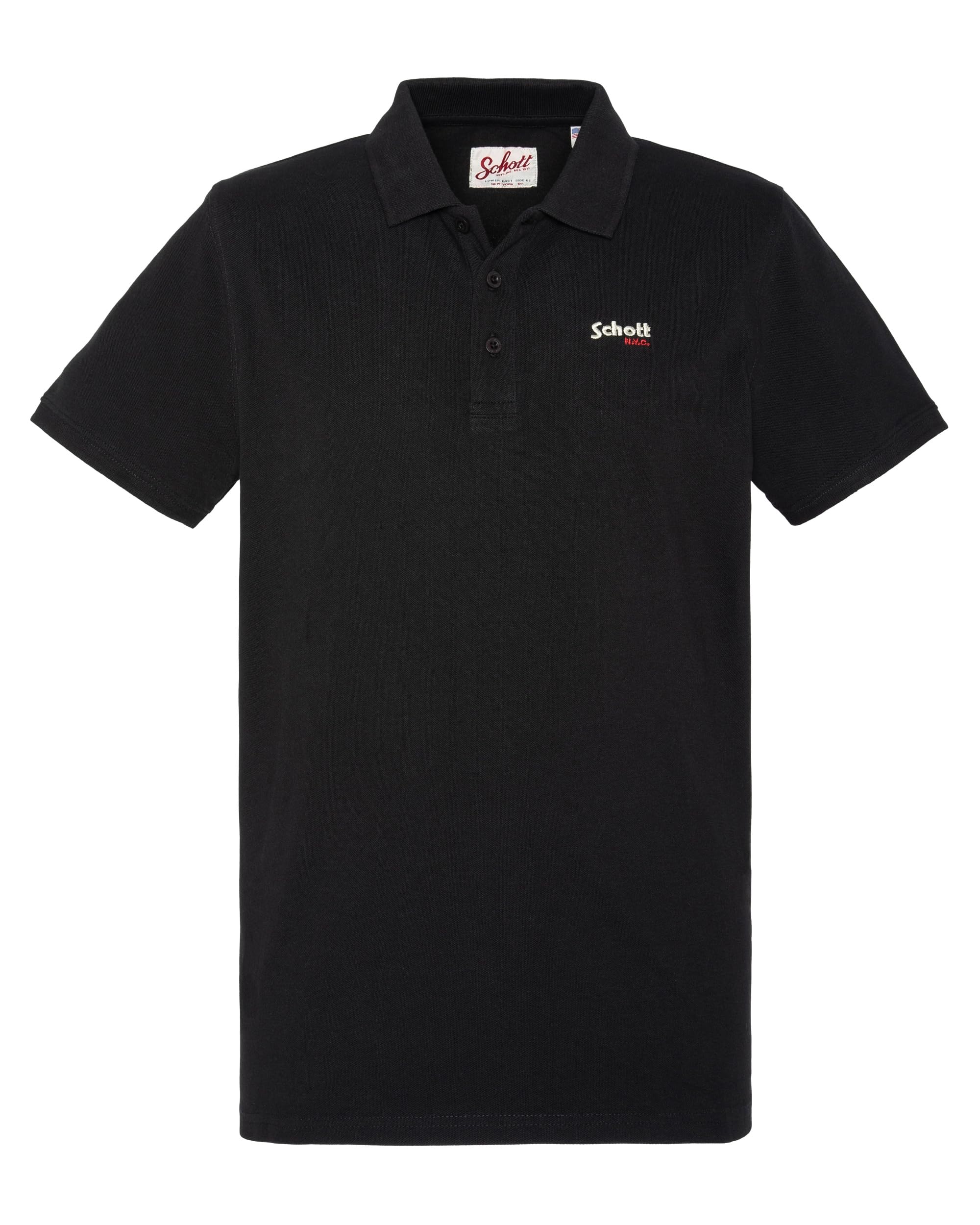 Schott Ps Casual Cotton Pique Polo Shirt Men's Black Extra Large