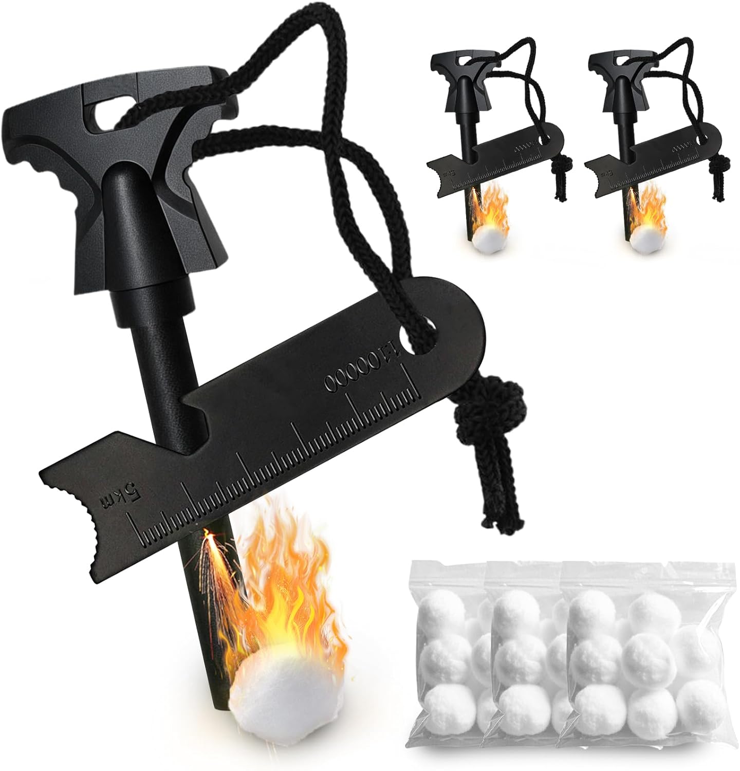 3 PCS Magnesium Fire Starter Kit: High Temp Ferro Rod & Waterproof Tinder 3 PCS Magnesium Fire Starter Kit: High Temp Ferro Rod & Waterproof Tinder