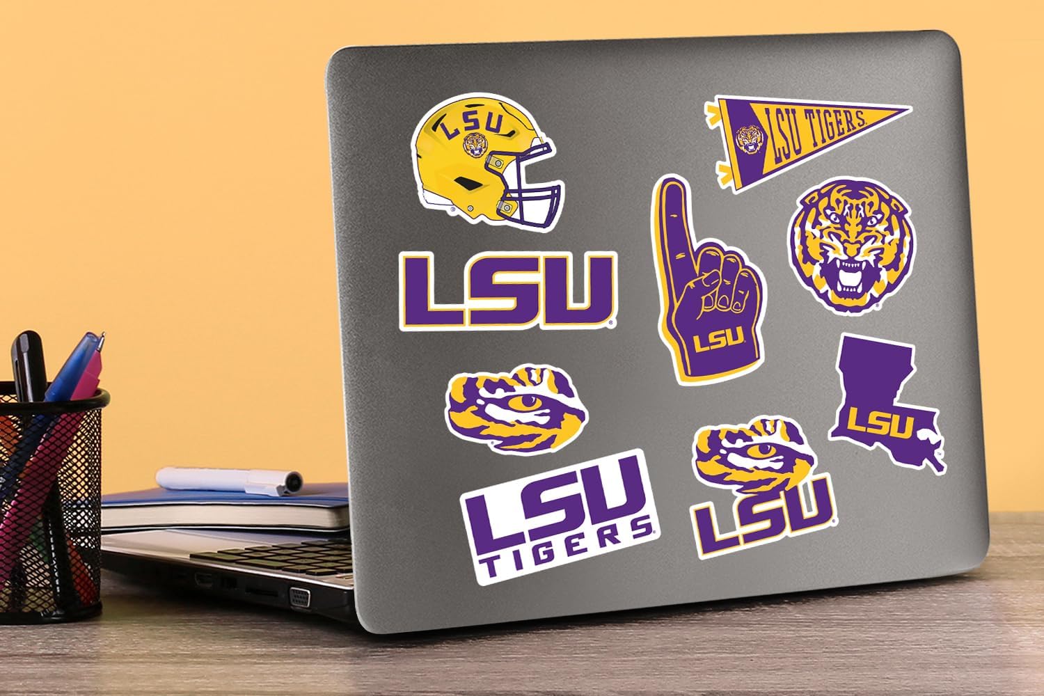 LSU Tigers Vinyl Sticker Pack – 50‑Count Large Waterproof Decals for Laptop, Water Bottle, Tablet, Skateboard, Car, and Indoor/Outdoor Use - Image 3