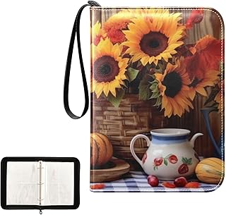 Sunflower Fall Waterproof Trading Card Binder,400-Pocket Trading Album Display Holder,Display Case with Card Sleeves Set for Soccer Card,Gaming Cards,and Other TCG 2011565