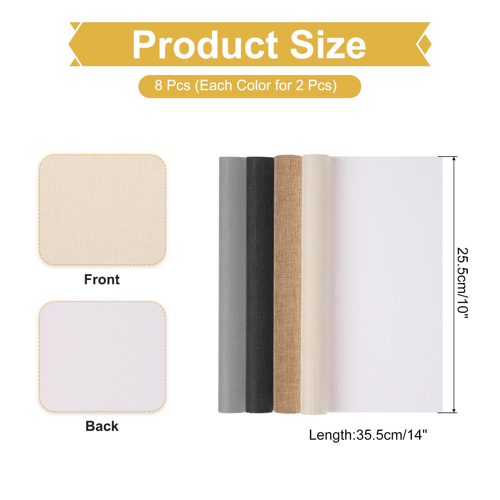 PATIKIL Bookbinding Cloth, 8Pcs Book Cover & Repair Cloth for Book Arts Sewing, DIY Craft - Black/Gray/Brown/Beige - Image 2