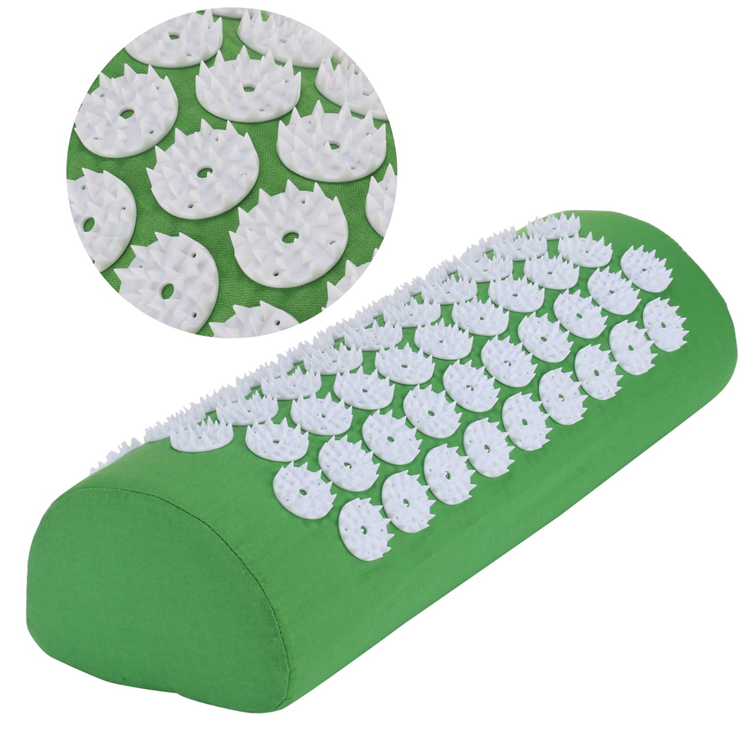 Belmalia Acupressure pillow for the shoulders and neck, bolster, massage cushion, relaxation cushion, TCM Green