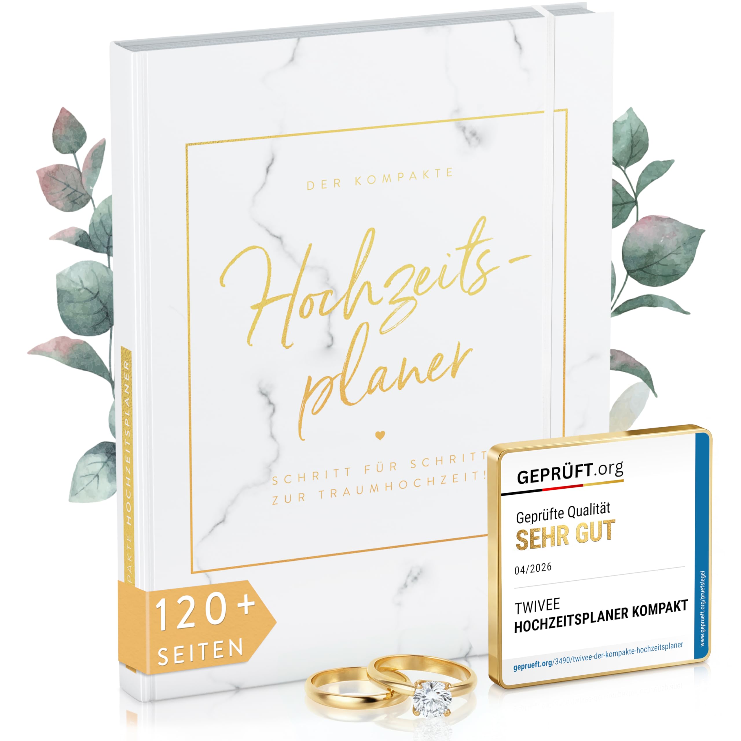 TWIVEE - Der kompakte Hochzeitsplaner - Wedding Planner - deutsch - über 120 Seiten - Organizer für Eure Trauung - Buch zur Hochzeit - Ideales Verlobungsgeschenk