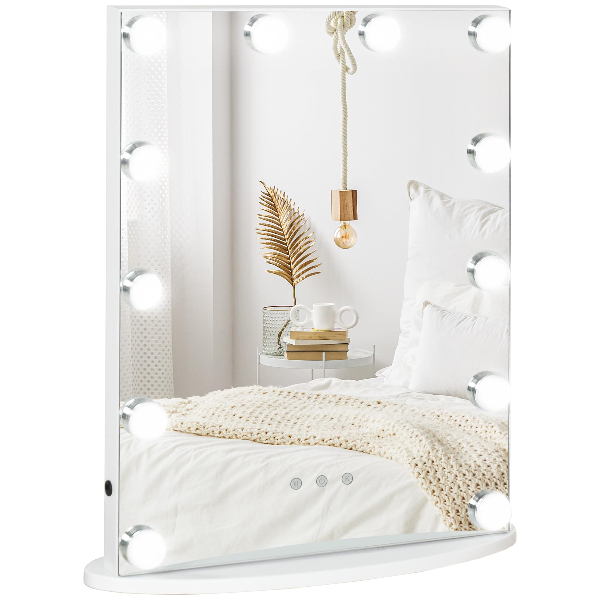 HOMCOM Miroir Maquillage Hollywood Lumineux LED intensité réglable pour Coiffeuse dim. 41L x 13P x 51H
