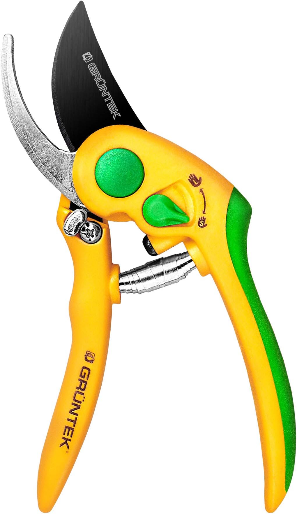 GRÜNTEKGarden Scissors Pruning Shears Flamingo, Teflon Coated BYPASS Pruners, Adjustable ''VARIO'' Opening Width, Ergonomic and Anti-Slip Gardening Scissors Handles - For Male and Female Hands