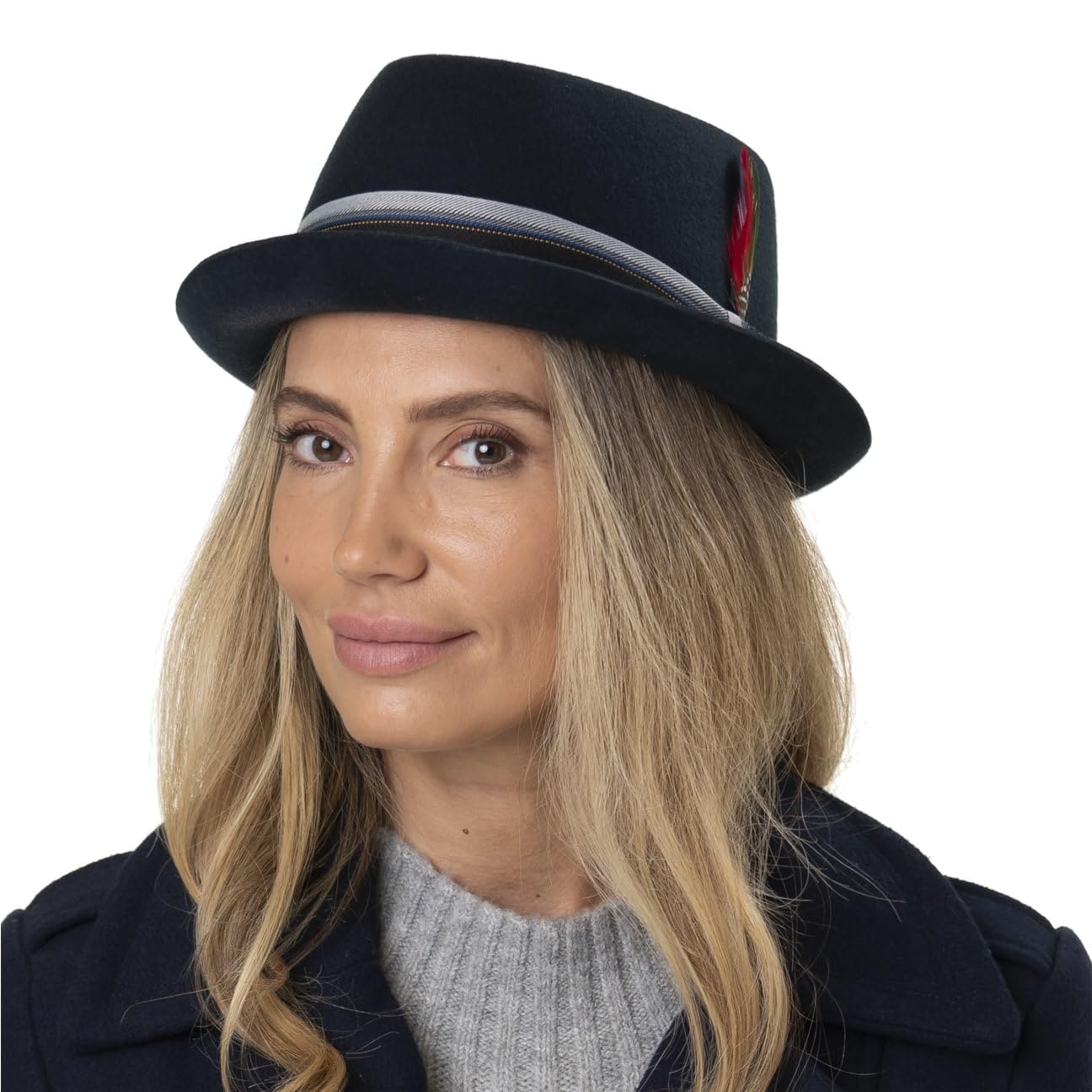 Stetson Lancover Diamond Wollhut Einfarbiger Pork-Pie-Hut Herren Filzhut mit Ripsbandgarnitur Öl- und wasserabweisend Herbst Winter