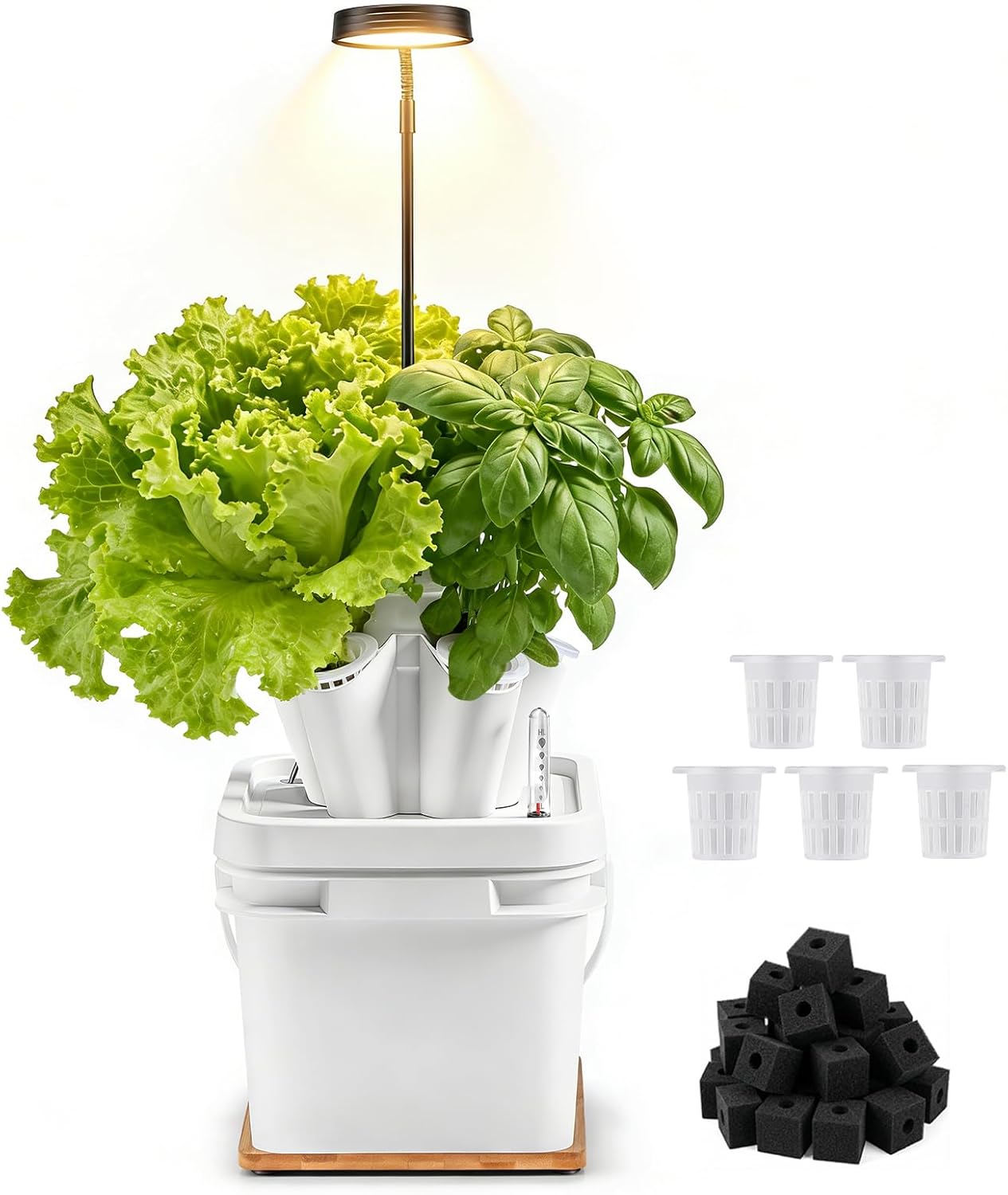 BAOSHISHAN Hydroponic Growing System, 5 Pods Vertical Hydroponic Tower with LED Grow Light, Countertop Indoor Hydroponic Garden Tower for Kitchen Windowsill Herb Vegetable