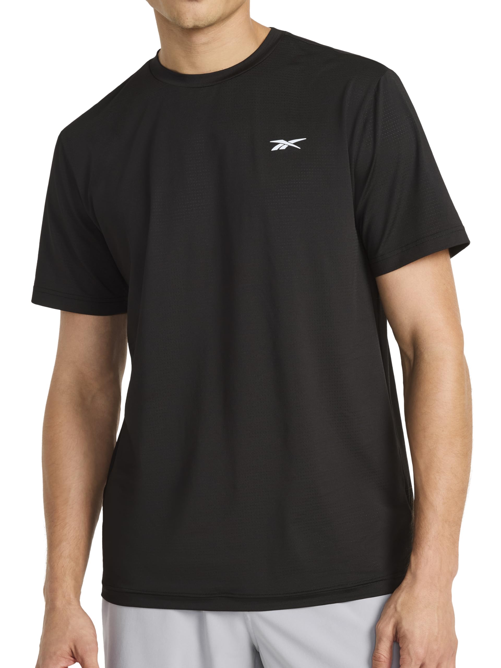 Reebok Men's Force Short Sleeve Crewneck T-Shirt, Standard Fit, Lightweight Super Stretch Poly Square Hole Mesh Fabric