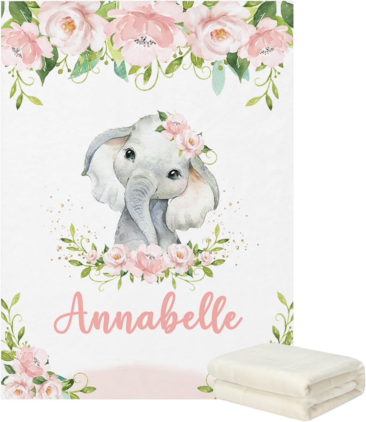 Personalized Baby Fitted Crib Sheet Set, Customized Elephant Crib Bedding Set with Name, Baby Crib Bedding Set, Custom Chic Pink Flower Nursery Crib Sheet Bedding Set