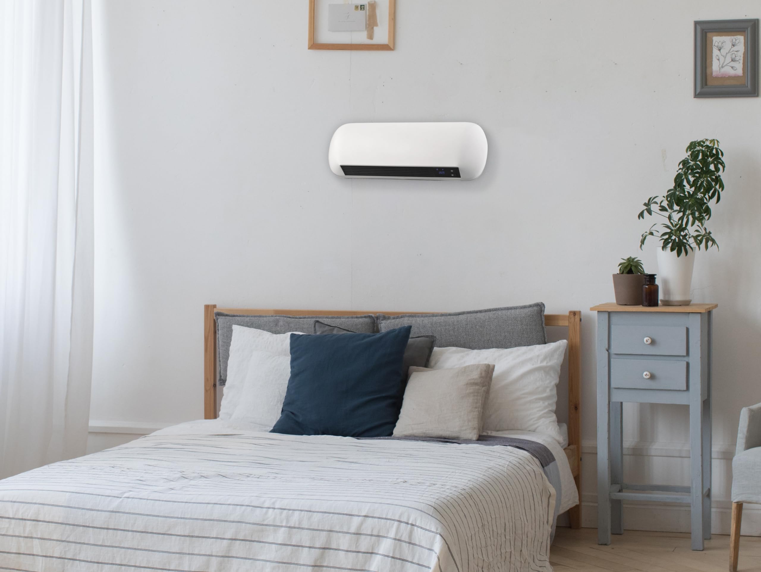 PUR LINE | Riscaldatore split da parete in ceramica da 2000 W con telecomando, tecnologia a risparmio energetico e design moderno - Riscaldatore con telecomando da 2000 W