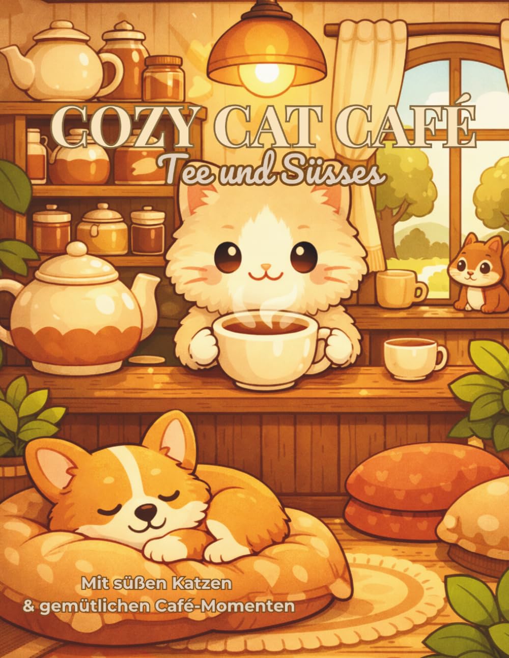 Cozy Cat Café: Tee & Süßes: Entspannendes Ausmalbuch für Erwachsene mit süßen Katzen, Tee & gemütlichen Café-Szenen