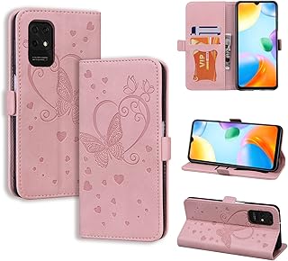 CASAFUNY - Carcasa para Xiaomi Redmi 10C, antigolpes, Funda Protectora de Piel magnética, con Tapa para Xiaomi Redmi 10C, Color Rosa