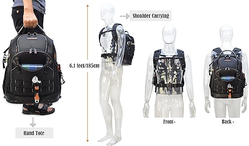 Miniatura 5 de Mochila de herramientas de 77 bolsillos, mochila de herramientas para hombres, mochila de herramientas HVAC, mochila de herramientas para