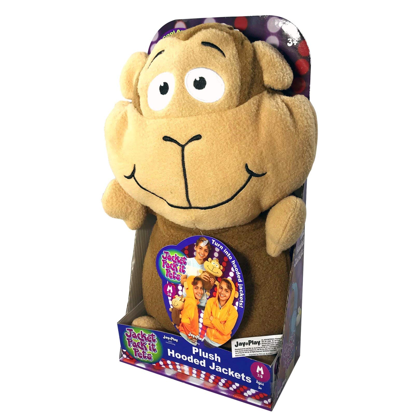 Jacket Pack-it Pets Size 7/8 Backpack Monkey Plush Jacket Bag