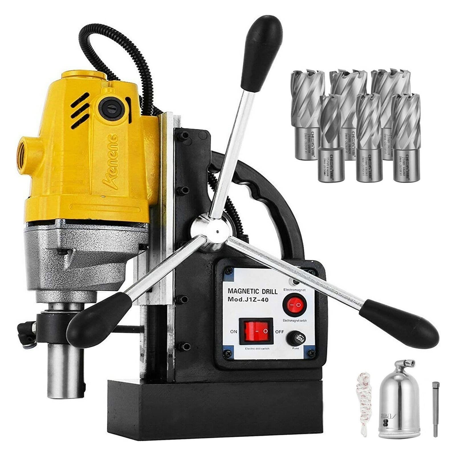 Gqnblvhzupdm Md40-6Pcs 1100W Magnetic Column Drill Rig 40Mm Bore Diameter Steel Structure Engineering Drilling,High Stability(Md40-6Pcs)