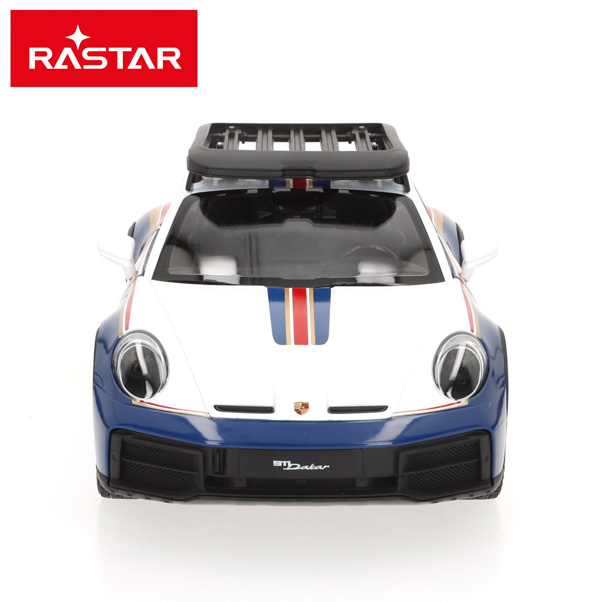 ColorBaby RASTAR Porsche 911 Dakar samochód zdalnie sterowany, w skali 1:14, światła przednie, ręczne otwieranie drzwi i zdejmowany bagażnik, 6 funkcji, oficjalna licencja, od 6 lat (41326)